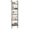 Rustic Brown-Black Metal Ladder Bookshelf 5-Tier Wall-Mounted Shelf